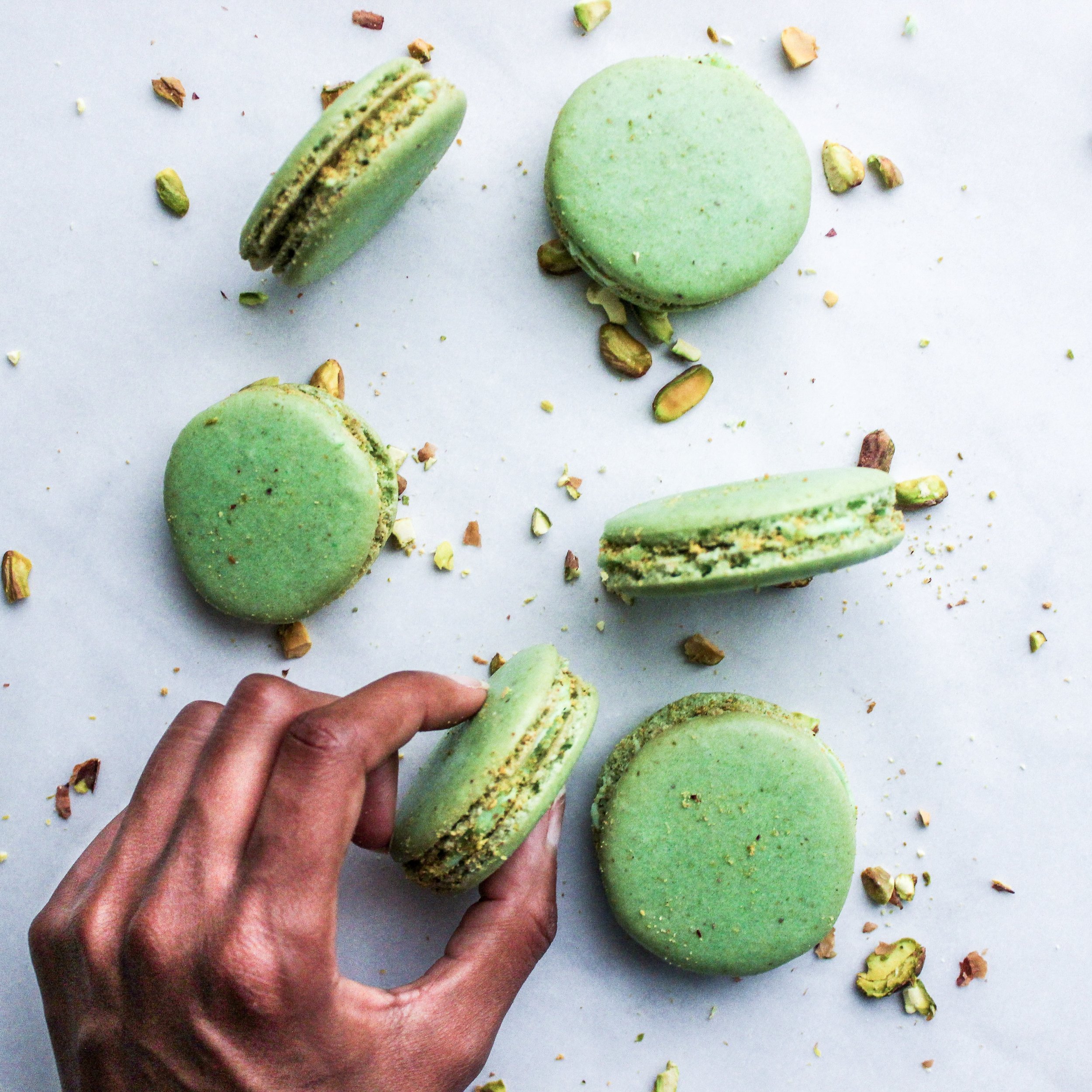 Pistachio Macarons w/ White Chocolate Pistachio Ganache