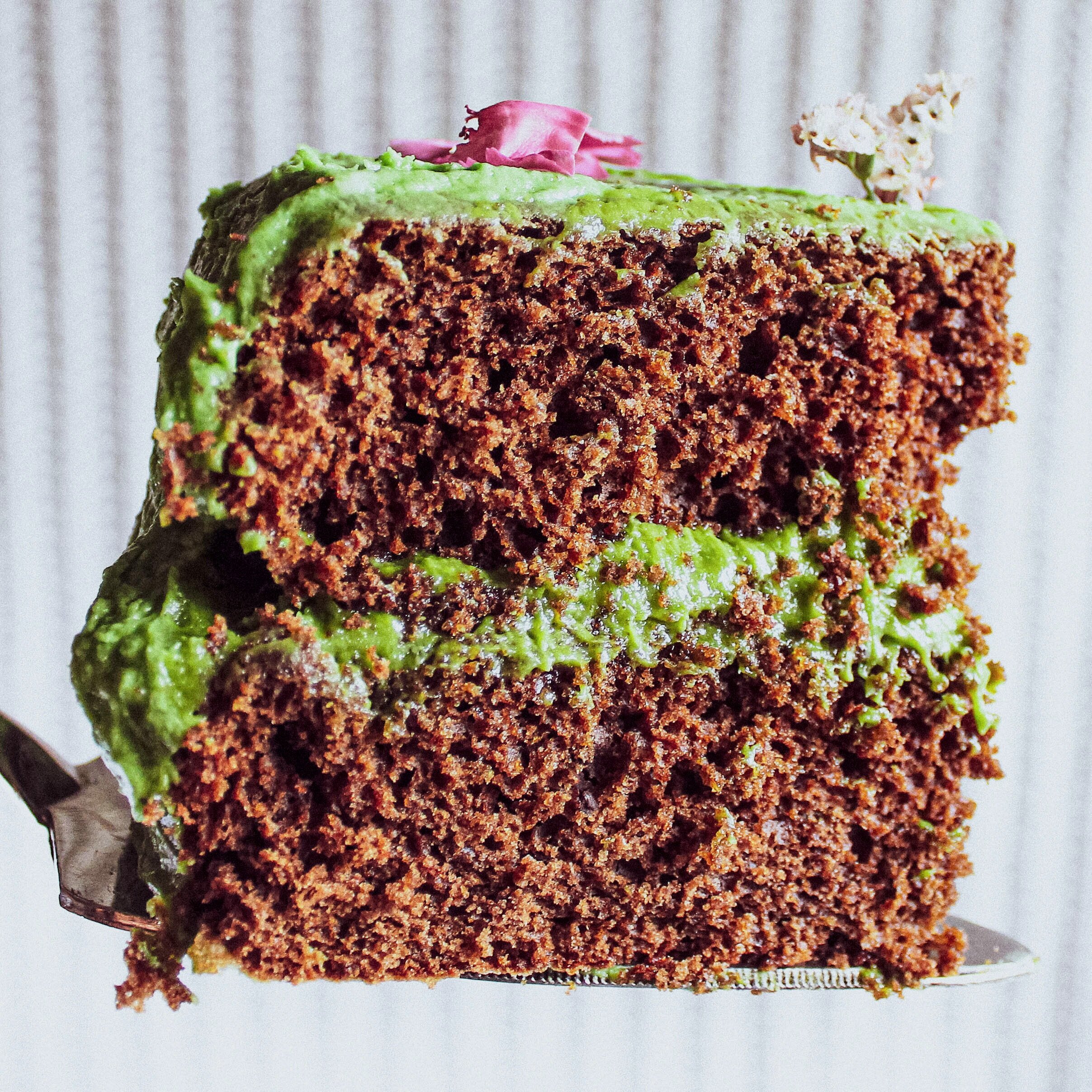 Vegan Chocolate Cake with Matcha Buttercream