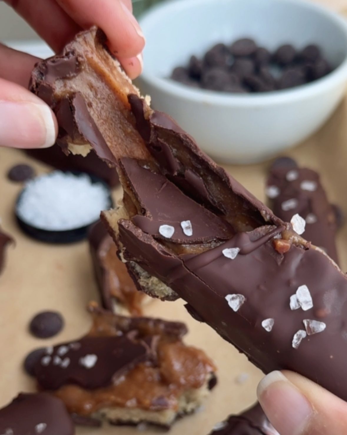 Salted Dark Chocolate Twix Bars
