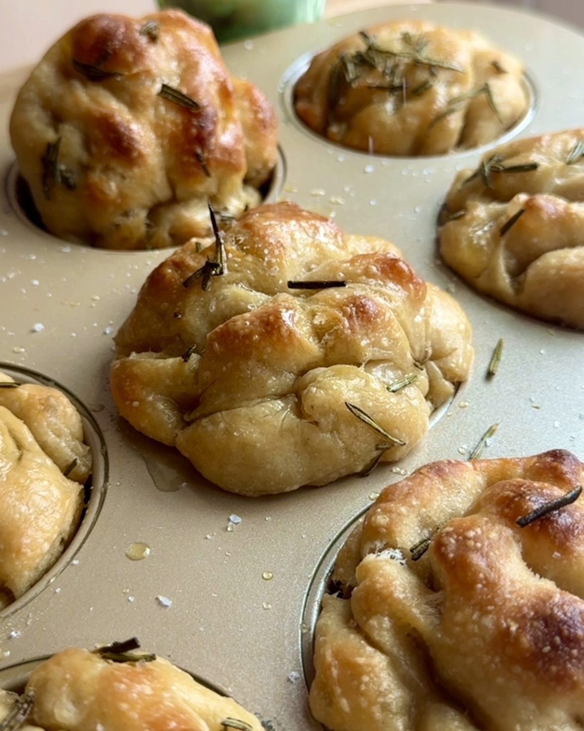 Sourdough Rosemary Focaccia Muffins