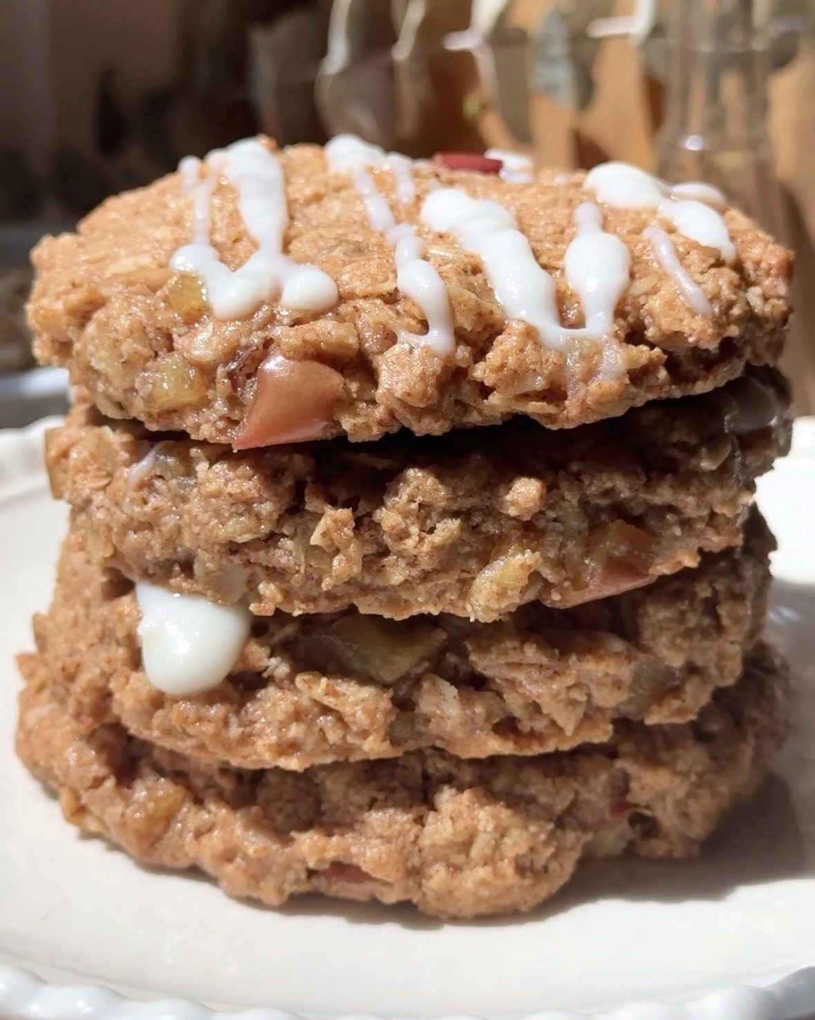 Iced Apple Cinnamon Oatmeal Cookies
