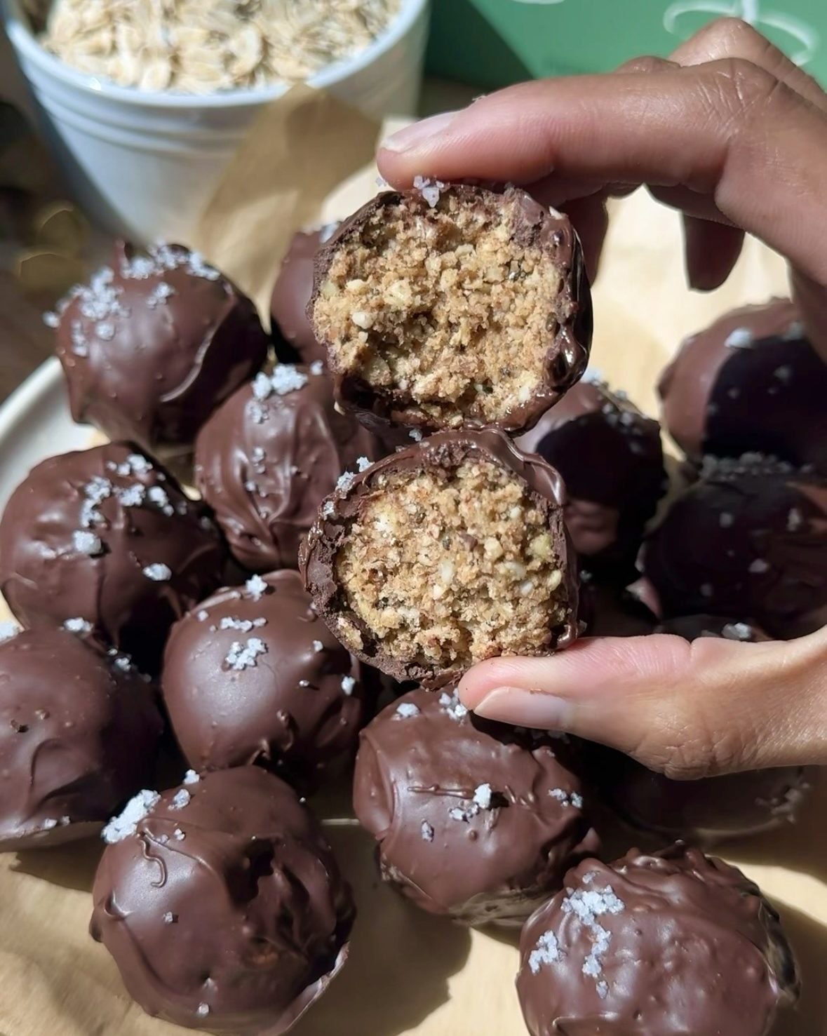 Healthy Chocolate Covered Granola Bites